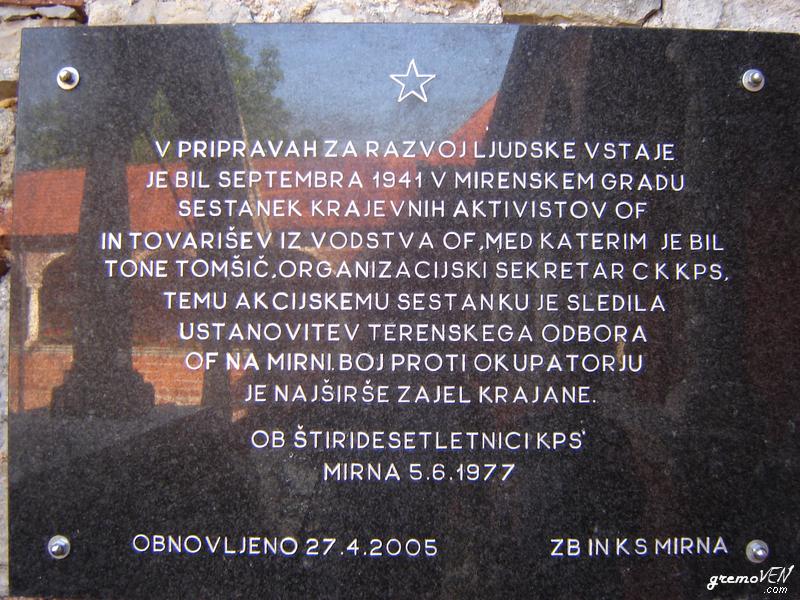 Spominska plošča, sestanek krajevnih aktivistov, september 1941